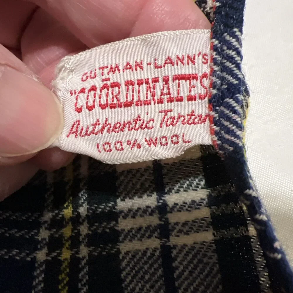 Vintage Gutman-Lann’s Scarf Coordinates Tartan Plaid Blue White Red 100% Wool